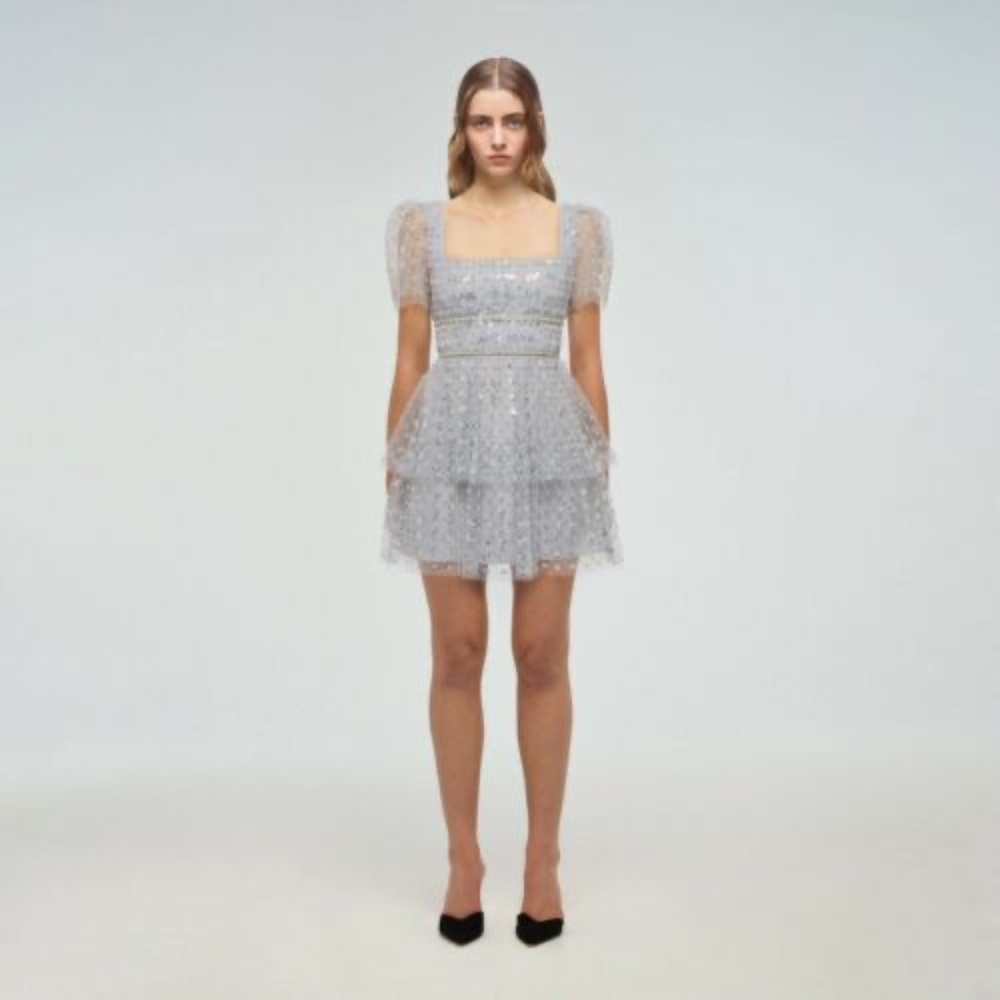 COPY - Self-Portrait sequin-embellished tiered mini dress US8